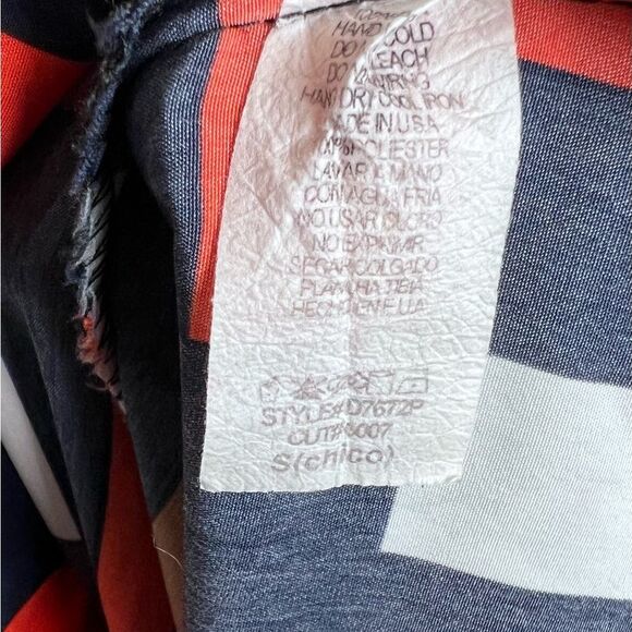 Orange navy and brown geometric print dress size small - Picture 5 of 5